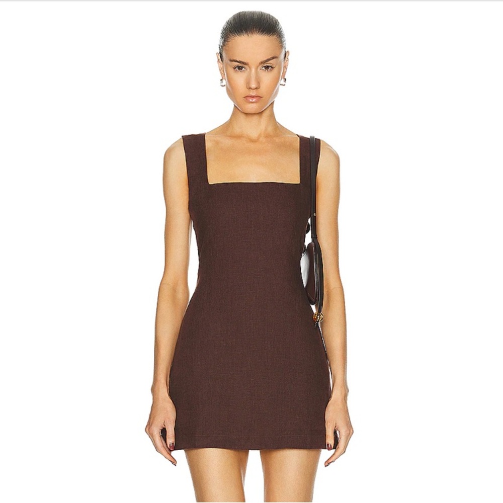 Posse Alice Mini Linen Dress Choco Brown size S perf condition